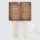 Rustieke hout bloemenbruiloft programma fan handwaaier (Voorkant en achterkant)