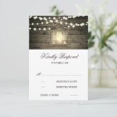 Rustieke hout bloemenlantaarn verlichting bruiloft RSVP kaartje (Staand voorkant)