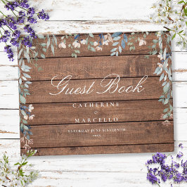 Rustieke Hout Bloemige Veldbloemen Bruiloft Gastenboek