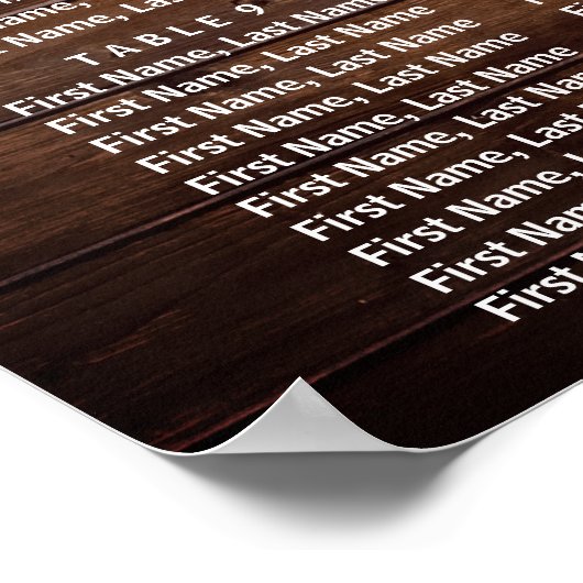 Rustieke hout Blush Bloemen Bruiloft Zitkaarten Poster (Hoek)