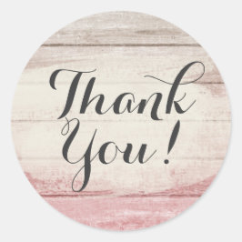 Rustieke hout Blush Pink Ombre Shabby Dank u Ronde Sticker