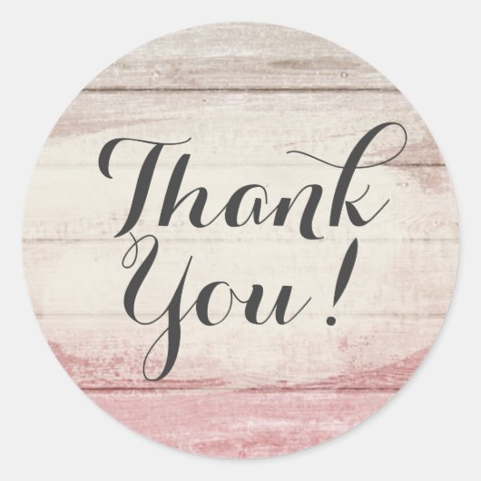 Rustieke hout Blush Pink Ombre Shabby Dank u Ronde Sticker (Voorkant)