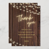 Rustieke hout boho slingerlichte bruidsdouche bedankkaart (Voorkant / Achterkant)