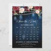 Rustieke hout Bourgondische bloemen Mason Jar Kale Save The Date (Voorkant)