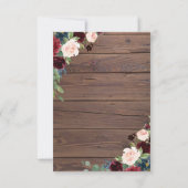Rustieke hout Bourgondische bloemen RSVP-kaart RSVP Kaartje (Achterkant)
