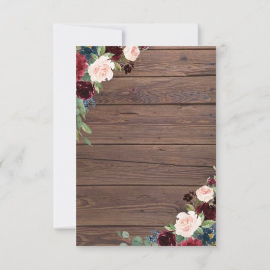 Rustieke hout Bourgondische bloemen RSVP-kaart RSVP Kaartje (Achterkant)