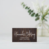 Rustieke Hout Catering Script Visitekaartje (Staand voorkant)