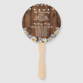 Rustieke hout Daisy bruiloft programma Hand Fan Handwaaier (Achterkant)