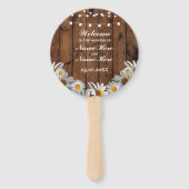 Rustieke hout Daisy bruiloft programma Hand Fan Handwaaier (Voorkant)