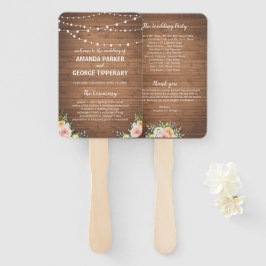 Rustieke hout en bloemen bruiloft programma's handwaaier