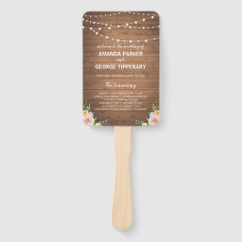 Rustieke hout en bloemen bruiloft programma's handwaaier