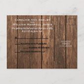 Rustieke hout en gegraveerde hart RSVP-kaart Uitnodiging Briefkaart (Achterkant)