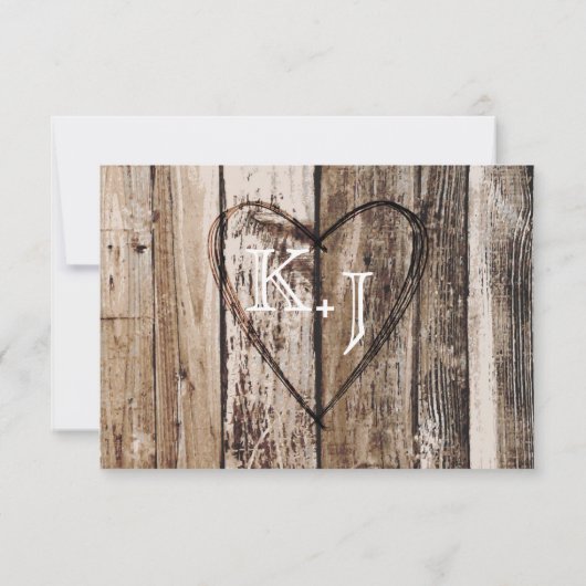 Rustieke hout en hart Etsen RSVP-kaart RSVP Kaartje (Achterkant)