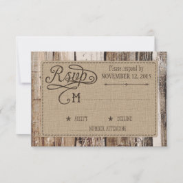 Rustieke hout en hart Etsen RSVP-kaart RSVP Kaartje