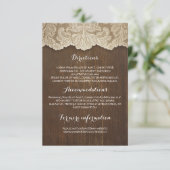 Rustieke hout en kant bruiloft details - Informati Informatiekaartje (Staand voorkant)