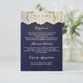 Rustieke hout en kant bruiloft details - Informati Informatiekaartje (Staand voorkant)