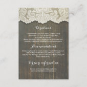 Rustieke hout en kant bruiloft details - Informati Informatiekaartje (Voorkant)