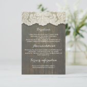 Rustieke hout en kant bruiloft details - Informati Informatiekaartje (Staand voorkant)