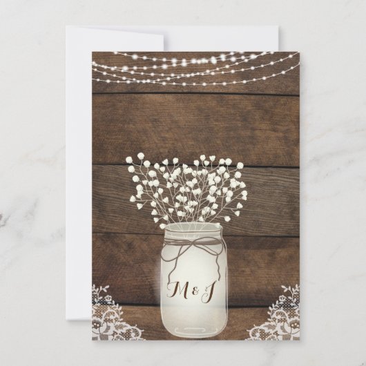 Rustieke hout en kant land wieden plaats kaart (Achterkant)