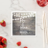 Rustieke hout en string verlichting bruiloft servetten (Insitu)