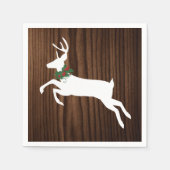 Rustieke hout en witte herten kerstpapier servette servetten (Voorkant)
