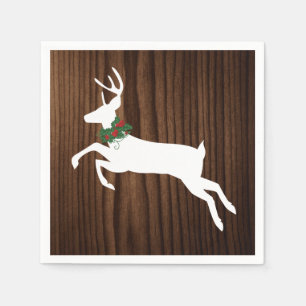 Rustieke hout en witte herten kerstpapier servette servetten