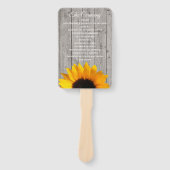 Rustieke hout en zonnebloem bruiloft programma Fan Handwaaier (Voorkant)