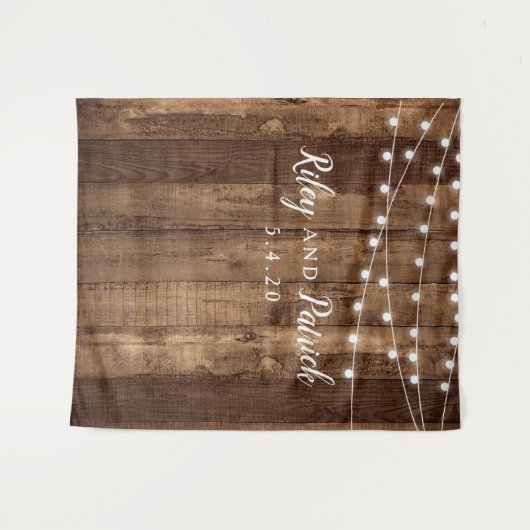 Rustieke hout fee licht feest huwelijksfeest muur wandkleed (Voorkant (horizontaal))