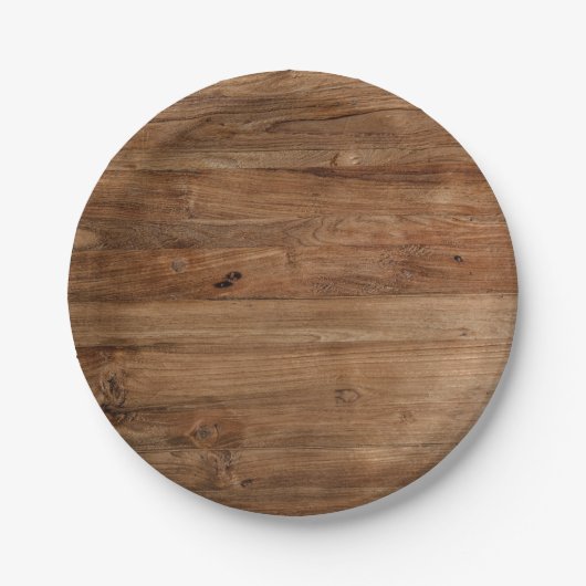 Rustieke Hout Feest Papieren Bordje (Voorkant)