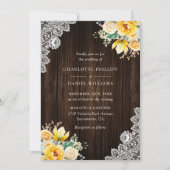 Rustieke Hout Gele Botanische Bruiloft Kaart (Voorkant)