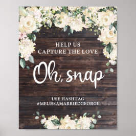 Rustieke hout groen gebladerte bloem sign poster