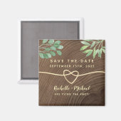 Rustieke hout groen Save the Date Magneet (Voorkant / Achterkant)