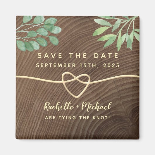 Rustieke hout groen Save the Date Magneet (Voorkant)