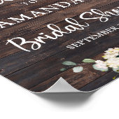 Rustieke hout groen witte rozen welkomstbord poster (Hoek)