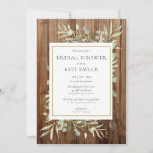 Rustieke hout groene bladeren Bruidsmeisje brunch Kaart (Voorkant)