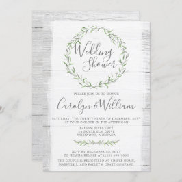 Rustieke hout groene krans bruiloft douche uitnodi kaart