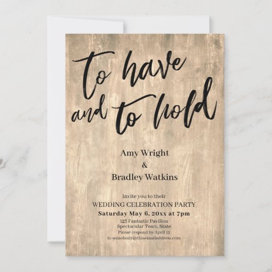 Rustieke hout handschrift Om te hebben en te houde Kaart (Voorkant)