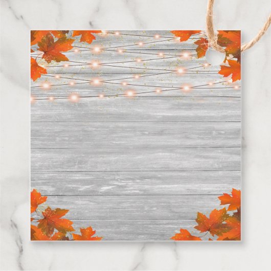 Rustieke hout herfstbladeren lichten Dank je wel T Bedankjes Labels (Achterkant)