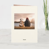 Rustieke Hout Hond en Eigenaar Foto Vrolijk Kerstm Feestdagen Kaart (Achterkant)