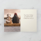 Rustieke Hout Hond en Eigenaar Foto Vrolijk Kerstm Feestdagen Kaart (Binnen)