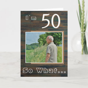 Rustieke Hout Inspirerende 50ste Verjaardag Foto Kaart