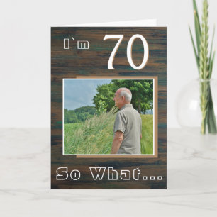 Rustieke Hout Inspirerende 70e Verjaardag Foto Kaart