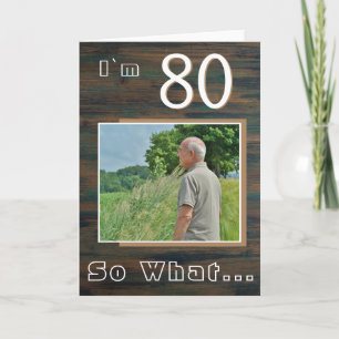 Rustieke Hout Inspirerende 80ste Verjaardag Foto Kaart