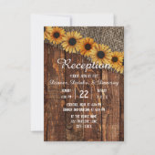 Rustieke hout & jute zonnehoed bruiloftsreceptie kaart (Voorkant)