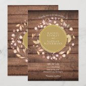 Rustieke hout laurierkrans gouden bruiloft kaart (Voorkant / Achterkant)