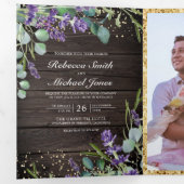 Rustieke Hout Lavendel Eucalyptus QR Code Trouwen Drieluik Uitnodiging (Binnenzijde eerst)