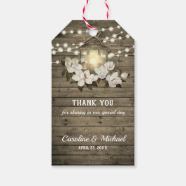 Rustieke Hout Magnolia Lantaarn String Lights Brui Cadeaulabel