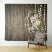 Rustieke Hout Magnolia Lantaarn String Lights Brui Wandkleed (In Situ (horizontaal))
