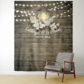 Rustieke Hout Magnolia Lantaarn String Lights Brui Wandkleed (In situ)