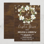 Rustieke hout Magnolia Lights Couple's Douche Kaart (Voorkant / Achterkant)